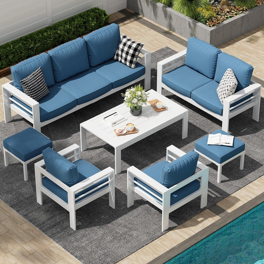 AECOJOY 7 Pieces Aluminum Patio Furniture Set Outdoor Conversation Set