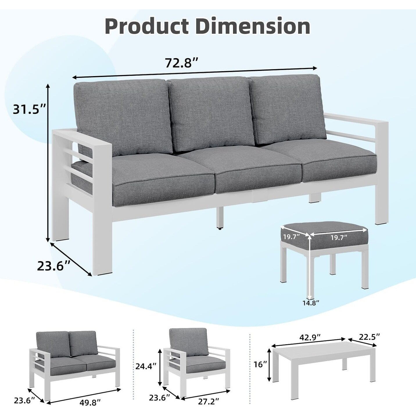 AECOJOY 7 Pieces Aluminum Patio Furniture Set Outdoor Conversation Set