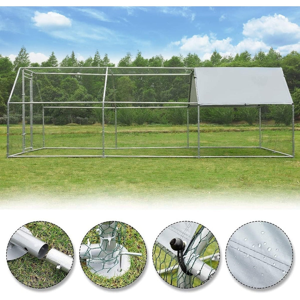 AECOJOY Large Metal Chicken Coop Run Walk-in Metal Chicken Cage