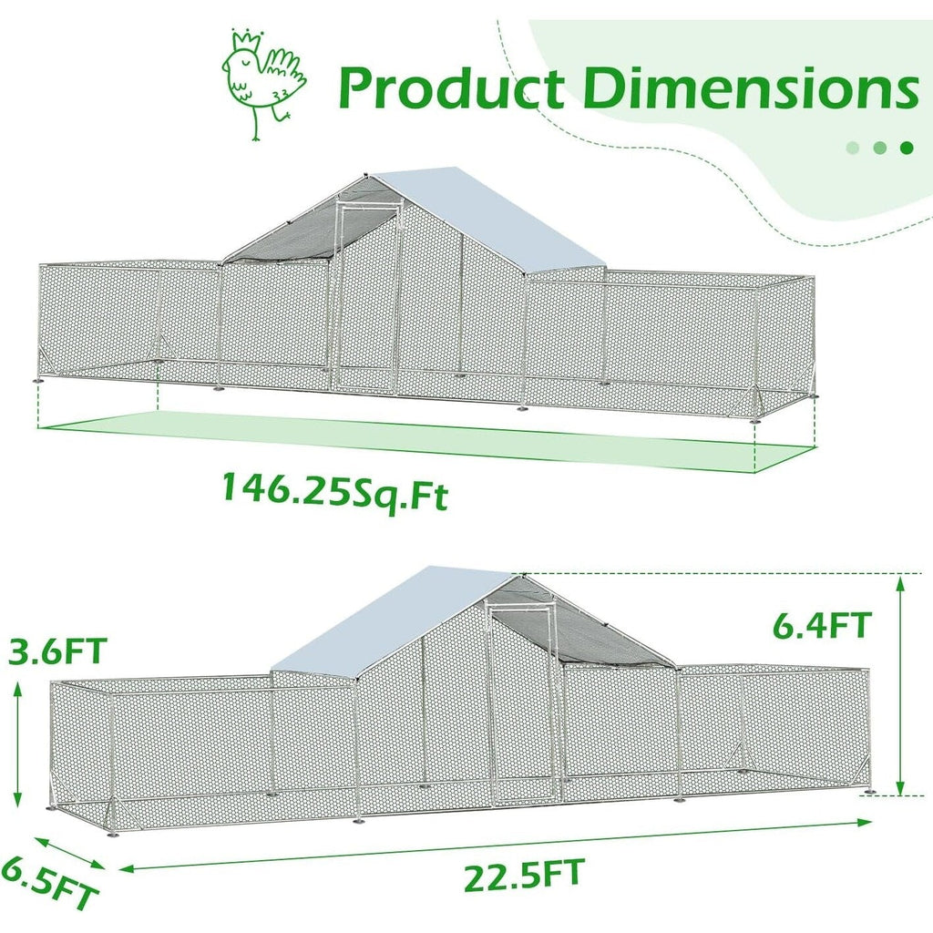 AECOJOY Large Metal Chicken Coop Run Walk-in Metal Chicken Cage