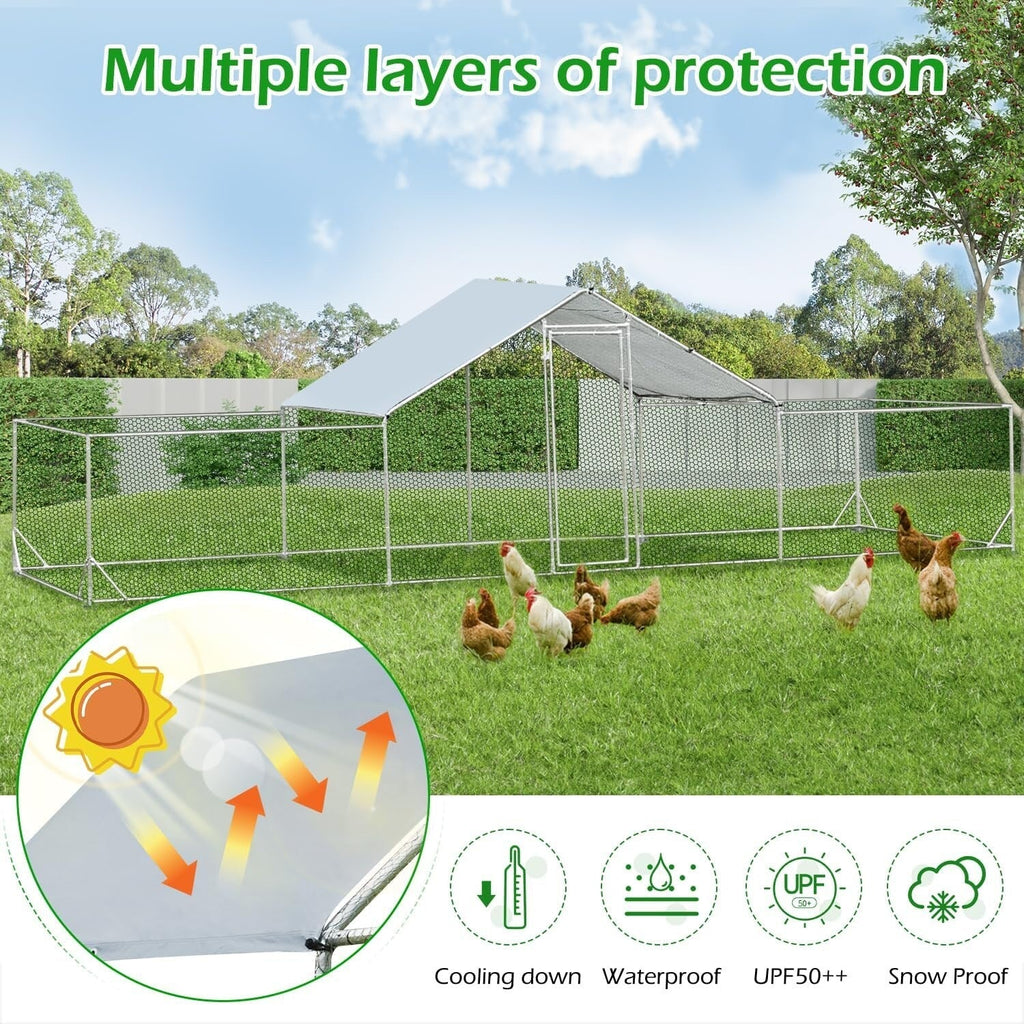AECOJOY Large Metal Chicken Coop Run Walk-in Metal Chicken Cage