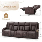 AECOJOY Recliner Sofa Manual RV Reclining Couch PU Home Theater Seating w/ Console
