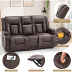 AECOJOY Recliner Sofa Manual RV Reclining Couch PU Home Theater Seating w/ Console
