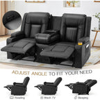 AECOJOY Recliner Sofa Manual RV Reclining Couch PU Home Theater Seating w/ Console