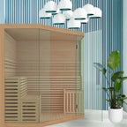 ALEKO 5-6 Person Wood Indoor Wet Dry Sauna with Electrical Heater - 75 x 75 x 83 inches