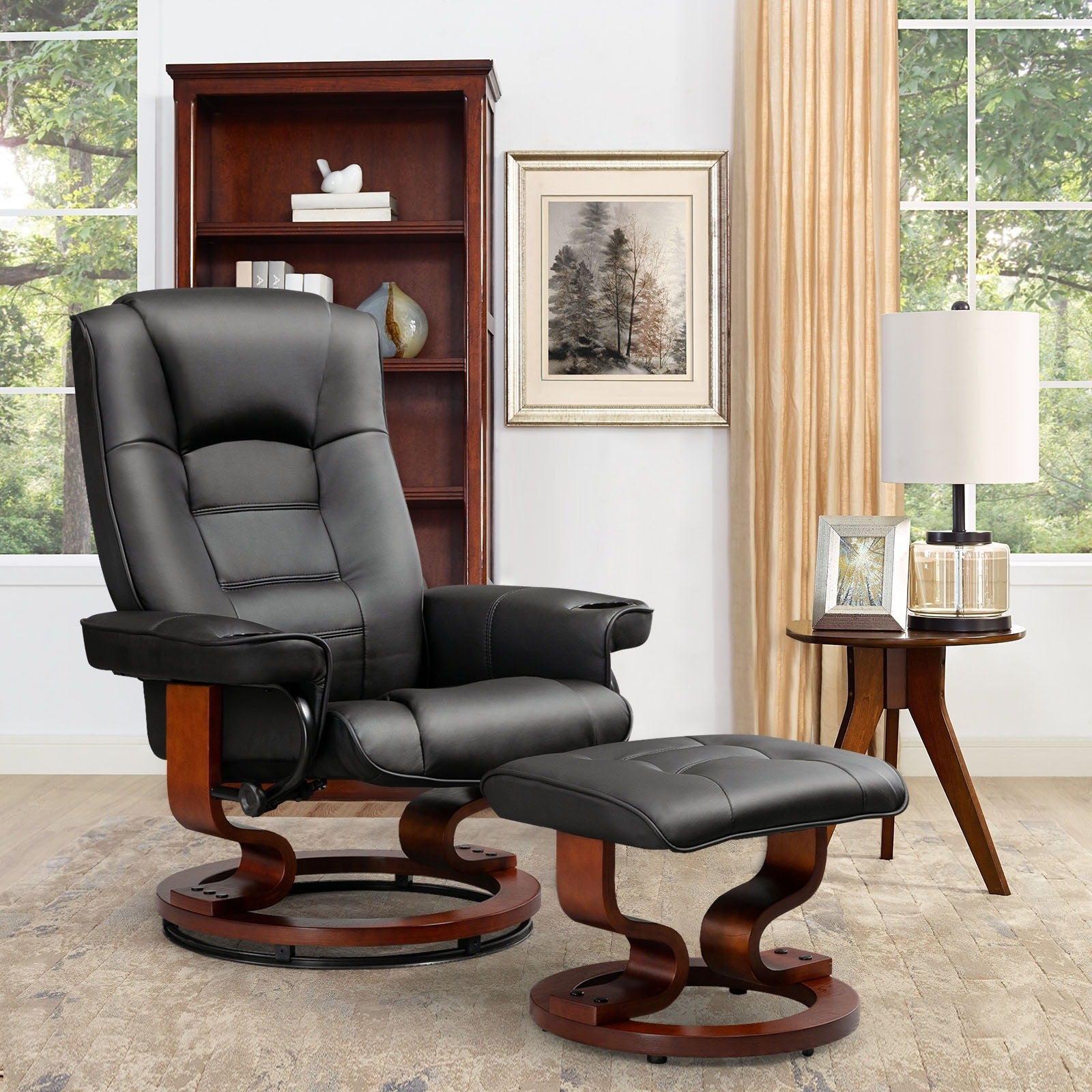 AVAWING Recliner Chair with Ottoman Swivel Design
