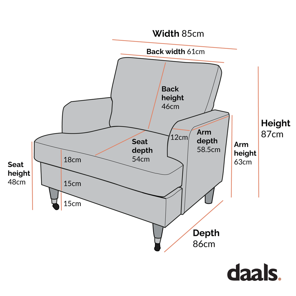 Brigette Grey Velvet Armchair with Antique Brass Castor Legs
