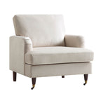 Brigette Beige Velvet Armchair with Antique Brass Castor Legs