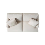 Brigette 2-Seater Beige Velvet Sofa with Antique Brass Castor Legs