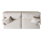 Brigette 3-Seater Beige Velvet Sofa with Antique Brass Castor Legs