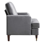 Brigette Grey Velvet Armchair with Antique Brass Castor Legs