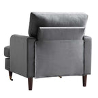 Brigette Grey Velvet Armchair with Antique Brass Castor Legs