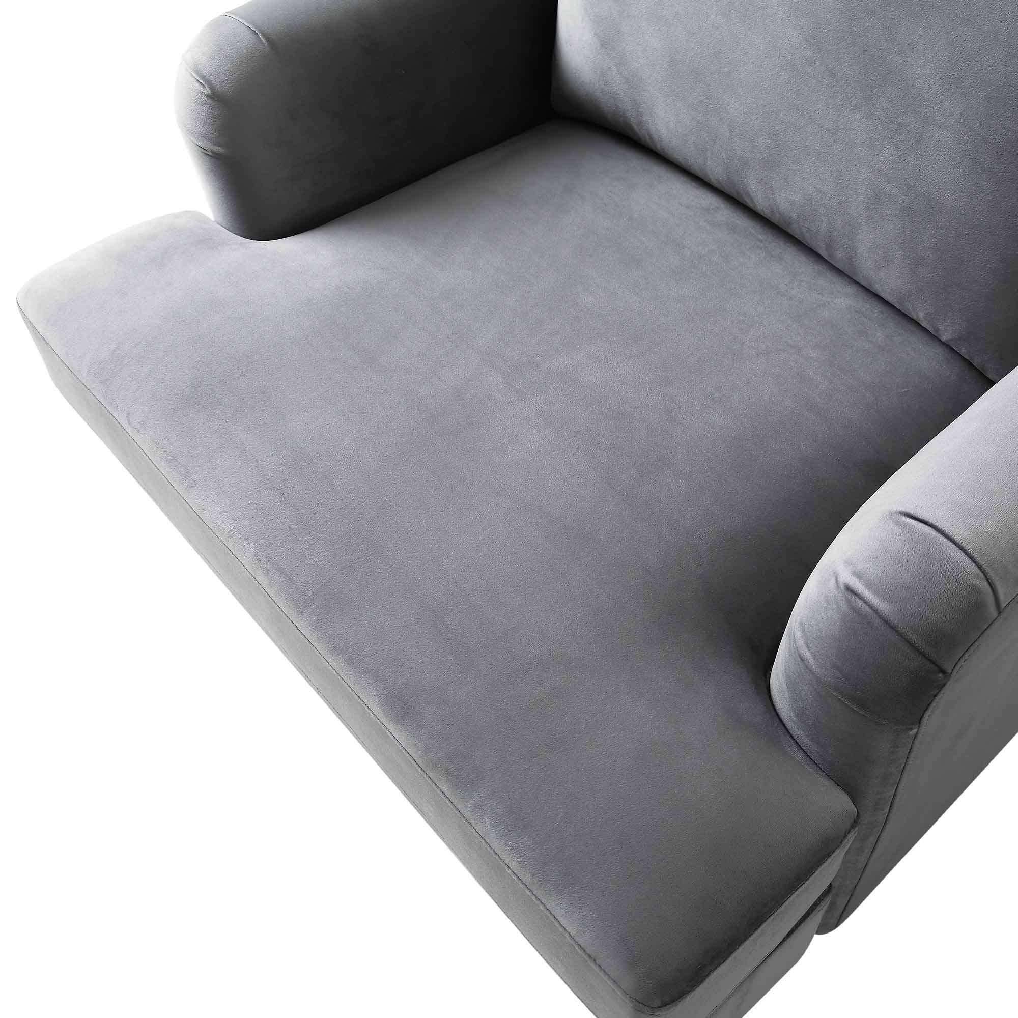 Brigette Grey Velvet Armchair with Antique Brass Castor Legs