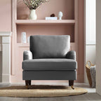 Brigette Grey Velvet Armchair with Antique Brass Castor Legs