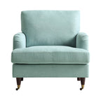 Brigette Mint Soft Brushed Fabric Armchair with Antique Brass Castor Legs