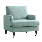 Brigette Mint Soft Brushed Fabric Armchair with Antique Brass Castor Legs
