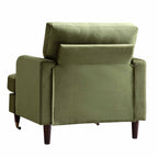 Brigette Olive Green Velvet Armchair with Antique Brass Castor Legs