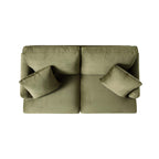 Brigette 2-Seater Olive Green Velvet Sofa with Antique Brass Castor Legs