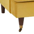 Brigette 2-Seater Mustard Velvet Sofa with Antique Brass Castor Legs