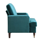 Brigette Teal Velvet Armchair with Antique Brass Castor Legs