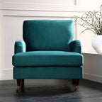 Brigette Teal Velvet Armchair with Antique Brass Castor Legs