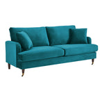 Brigette 3-Seater Teal Velvet Sofa with Antique Brass Castor Legs