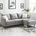 Bari Light Grey Brushed Fabric Chaise Sofa