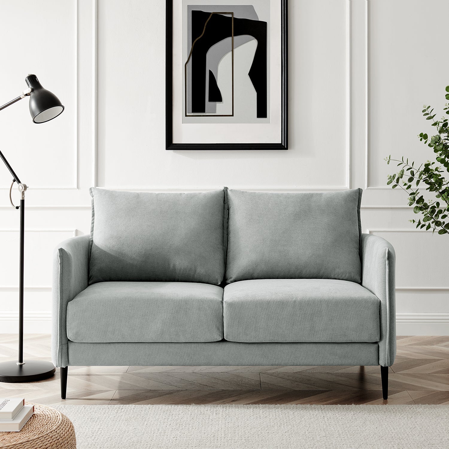 Bari Light Grey Brushed Fabric Sofa