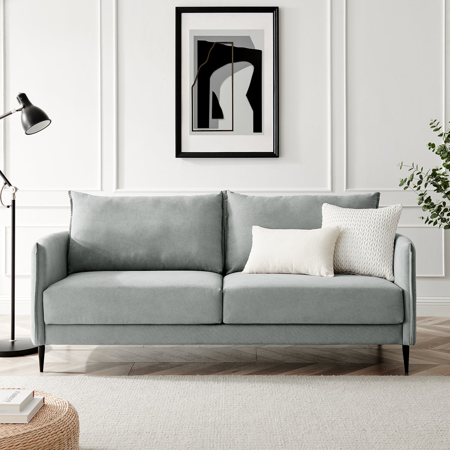 Bari Light Grey Brushed Fabric Sofa