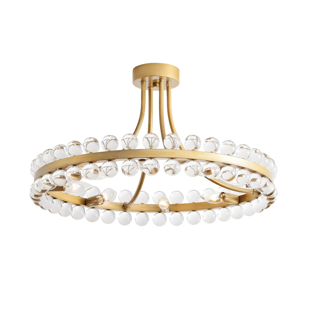Elvira 8-Light Wagon Wheel Crystal Semi-Flush Mount