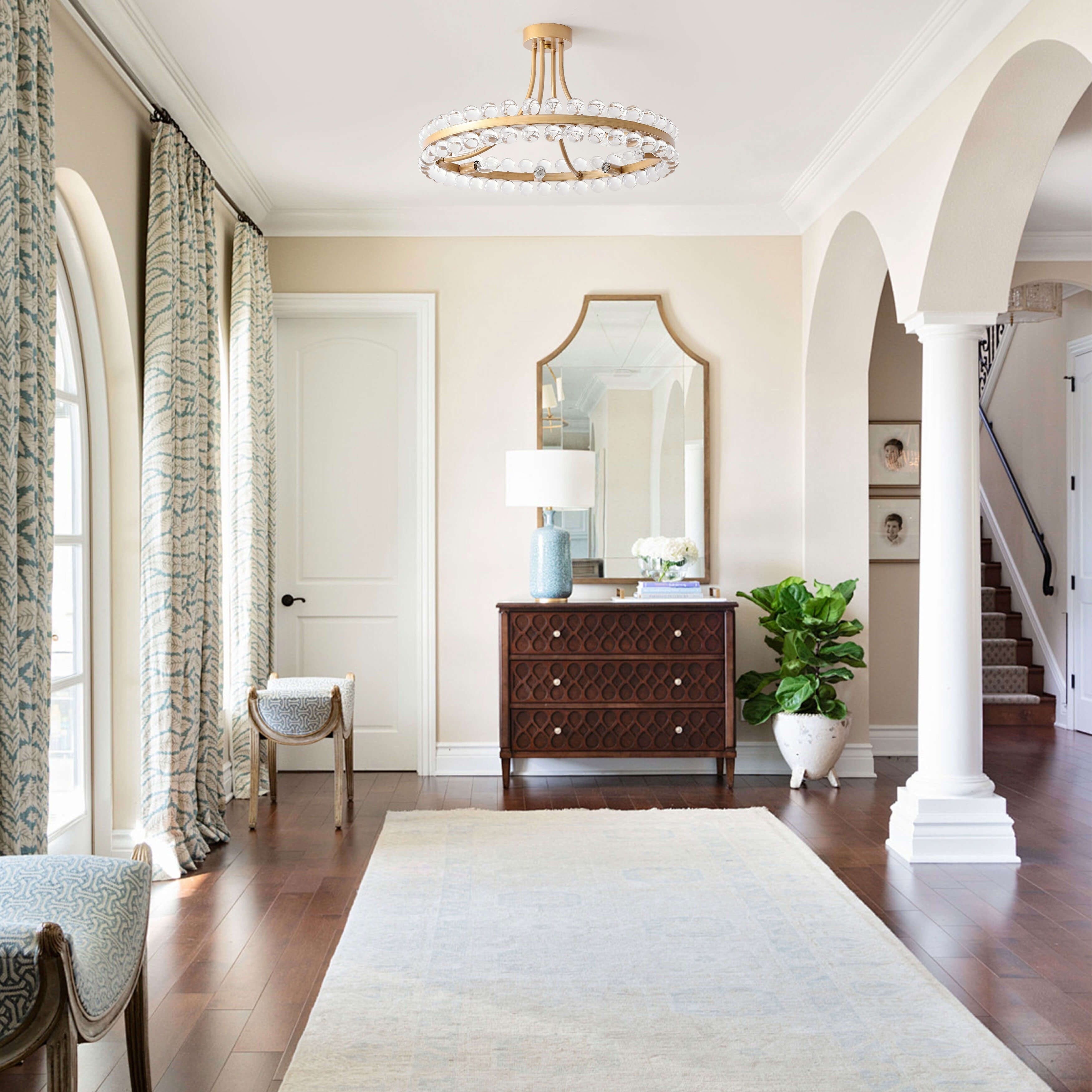 Elvira 8-Light Wagon Wheel Crystal Semi-Flush Mount