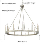 Acroma 12-light Farmhouse 40In Wagon Wheel Chandelier with UL - 40'' D x 138'' H
