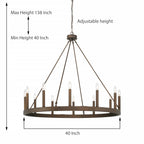 Acroma 12-light Farmhouse 40In Wagon Wheel Chandelier with UL - 40'' D x 138'' H
