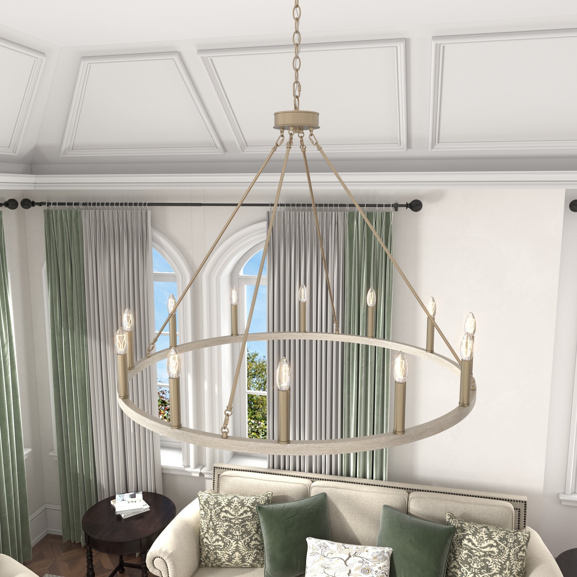 Acroma 12-light Farmhouse 40In Wagon Wheel Chandelier with UL - 40'' D x 138'' H