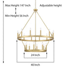 Acroma 20-light Modern Farmhouse 40In Round Wagon Wheel Chandelier with UL