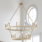 Acroma 20-light Modern Farmhouse 40In Round Wagon Wheel Chandelier with UL