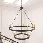 Acroma 20-light Modern Farmhouse 40In Round Wagon Wheel Chandelier with UL