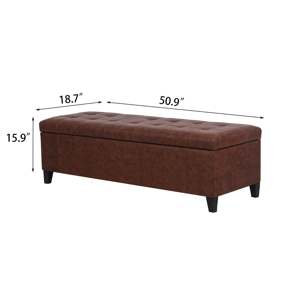 Adeco 50 Bonded Leather Storage Ottoman Bench