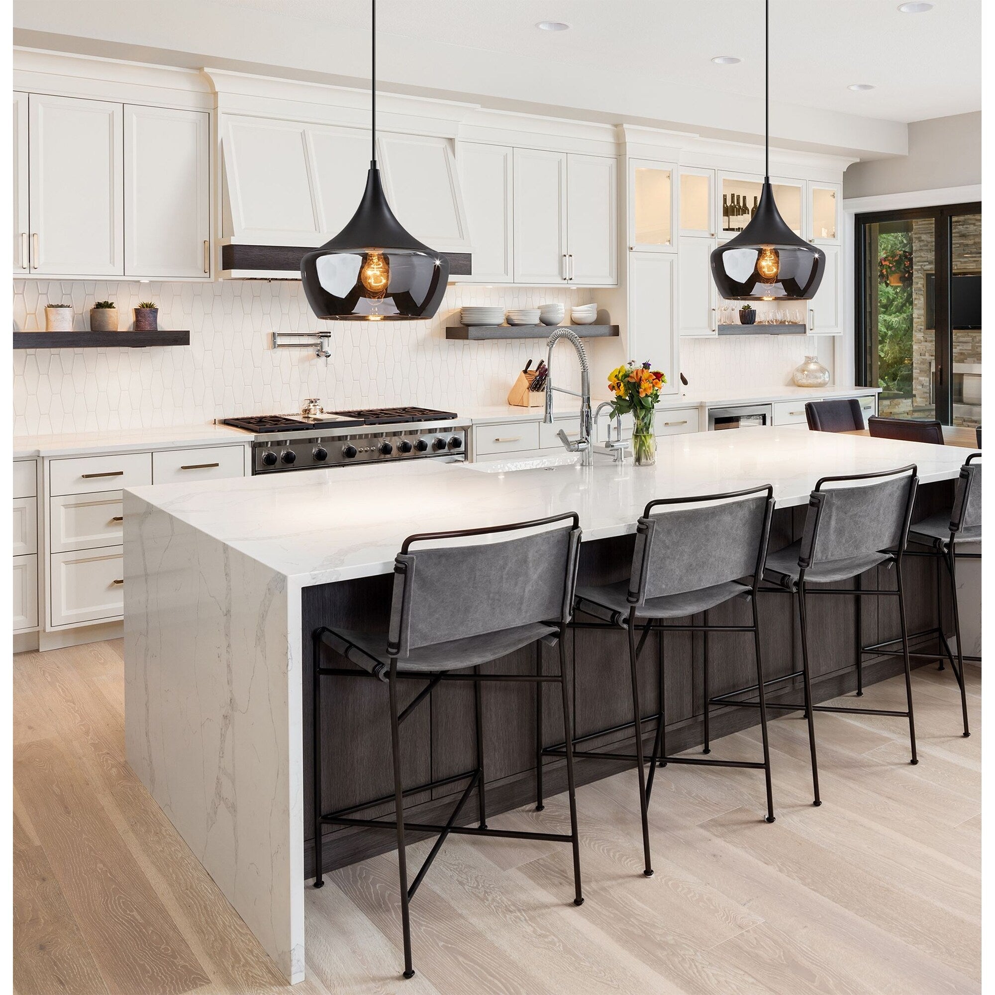 Adesso Black or Steel Eliza Pendant Lamp