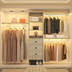 Rackcog 120'' Adjustable Closet Organizer with Drawers, Closet System with DIY Shelves for Reach-in and Walk-in Closet