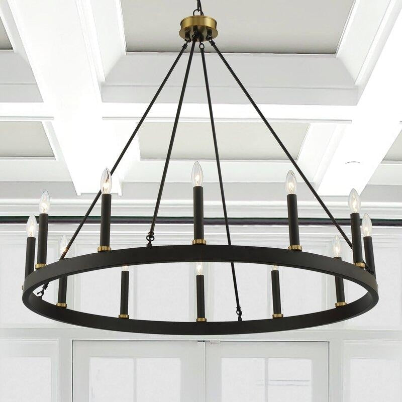 Acroma 12-light Farmhouse 40In Wagon Wheel Chandelier with UL - 40'' D x 138'' H