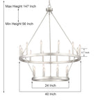 Acroma 20-light Modern Farmhouse 40In Round Wagon Wheel Chandelier with UL