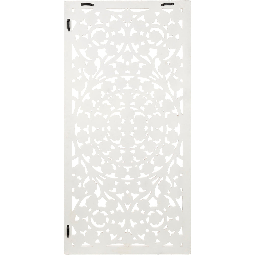 Allen White Washed Hand Carved 48x28-inch Wall Panel with Mirror Inlay