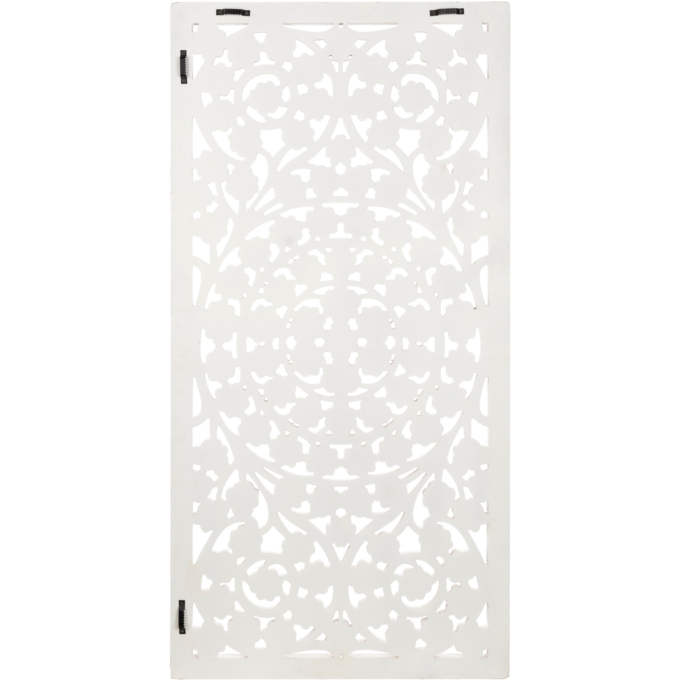 Allen White Washed Hand Carved 48x28-inch Wall Panel with Mirror Inlay