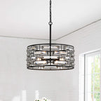 Anita Drum Shade Chandelier with Clear Glass Prism