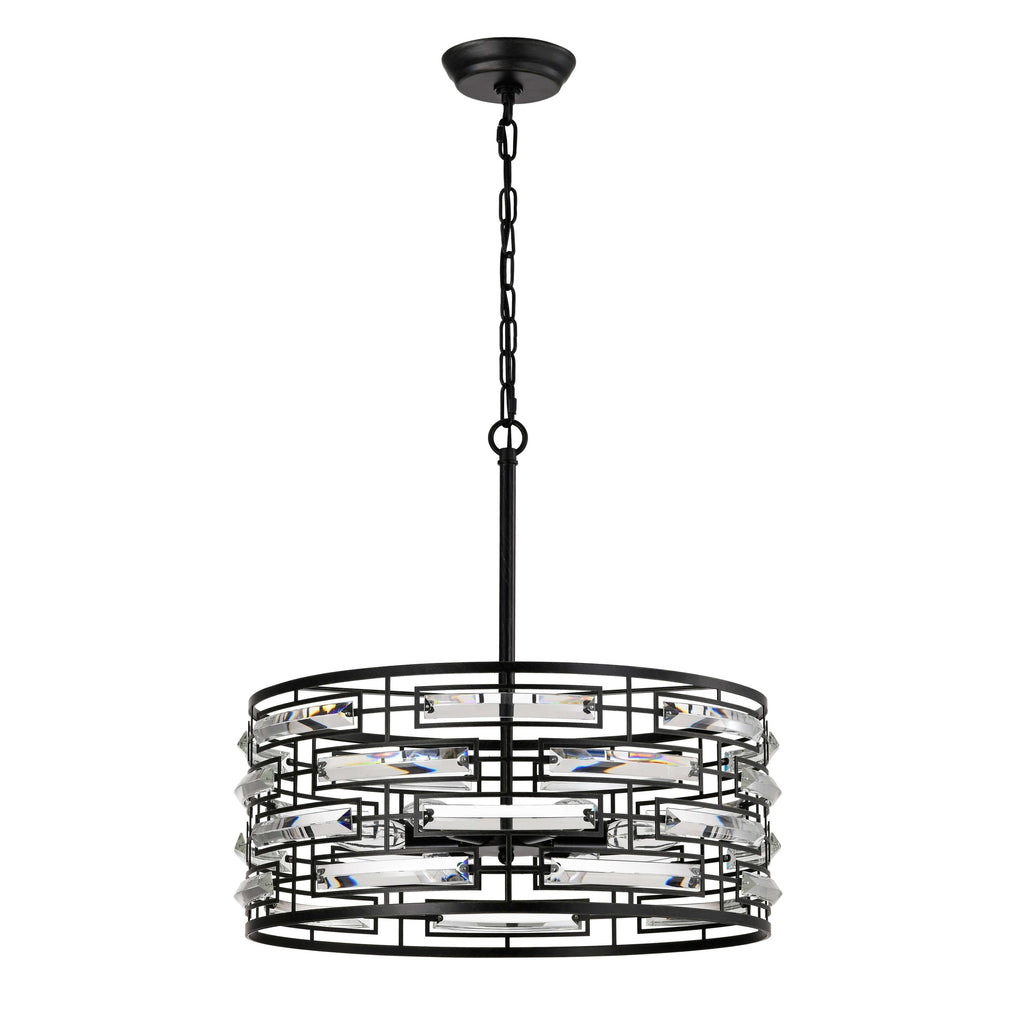 Anita Drum Shade Chandelier with Clear Glass Prism