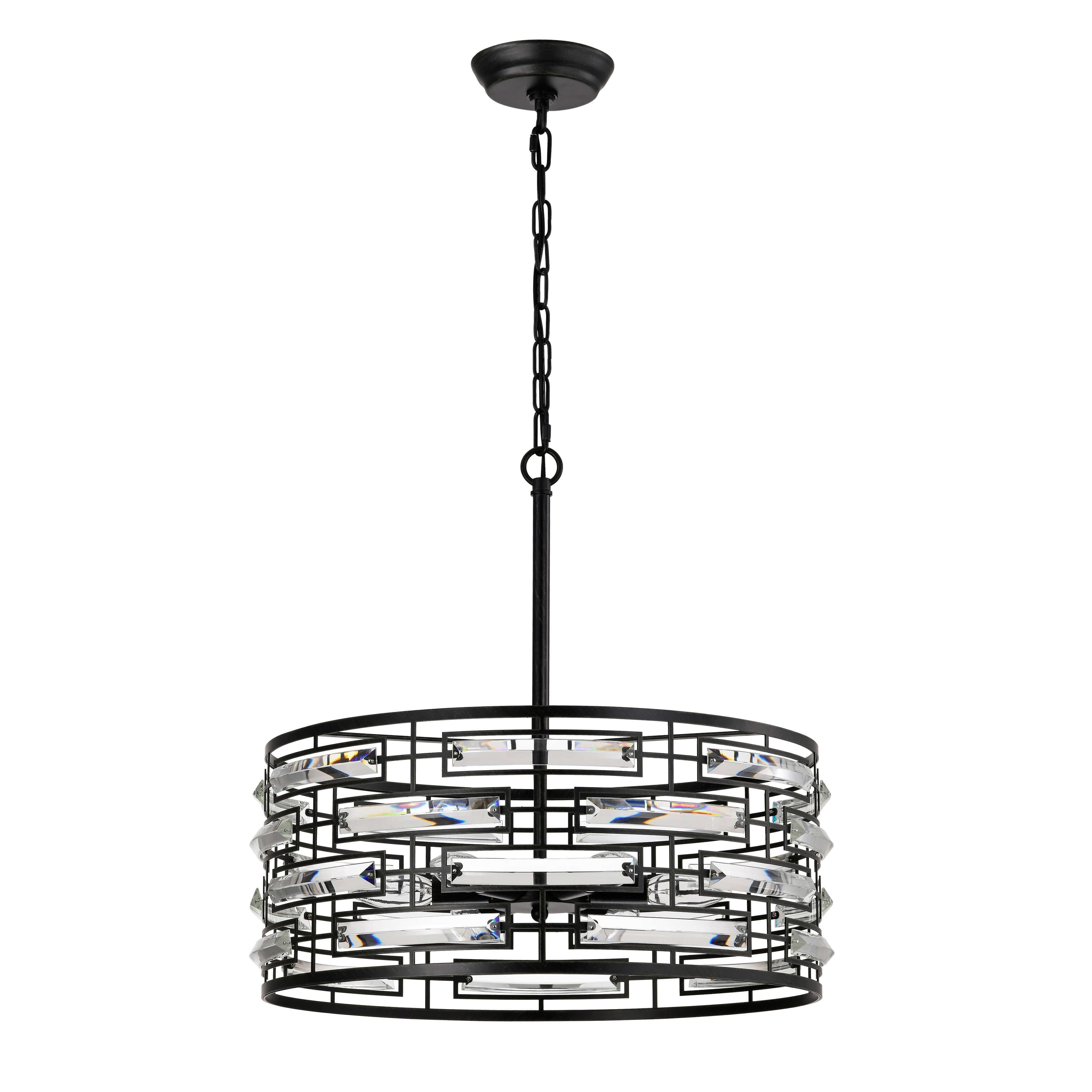 Anita Drum Shade Chandelier with Clear Glass Prism
