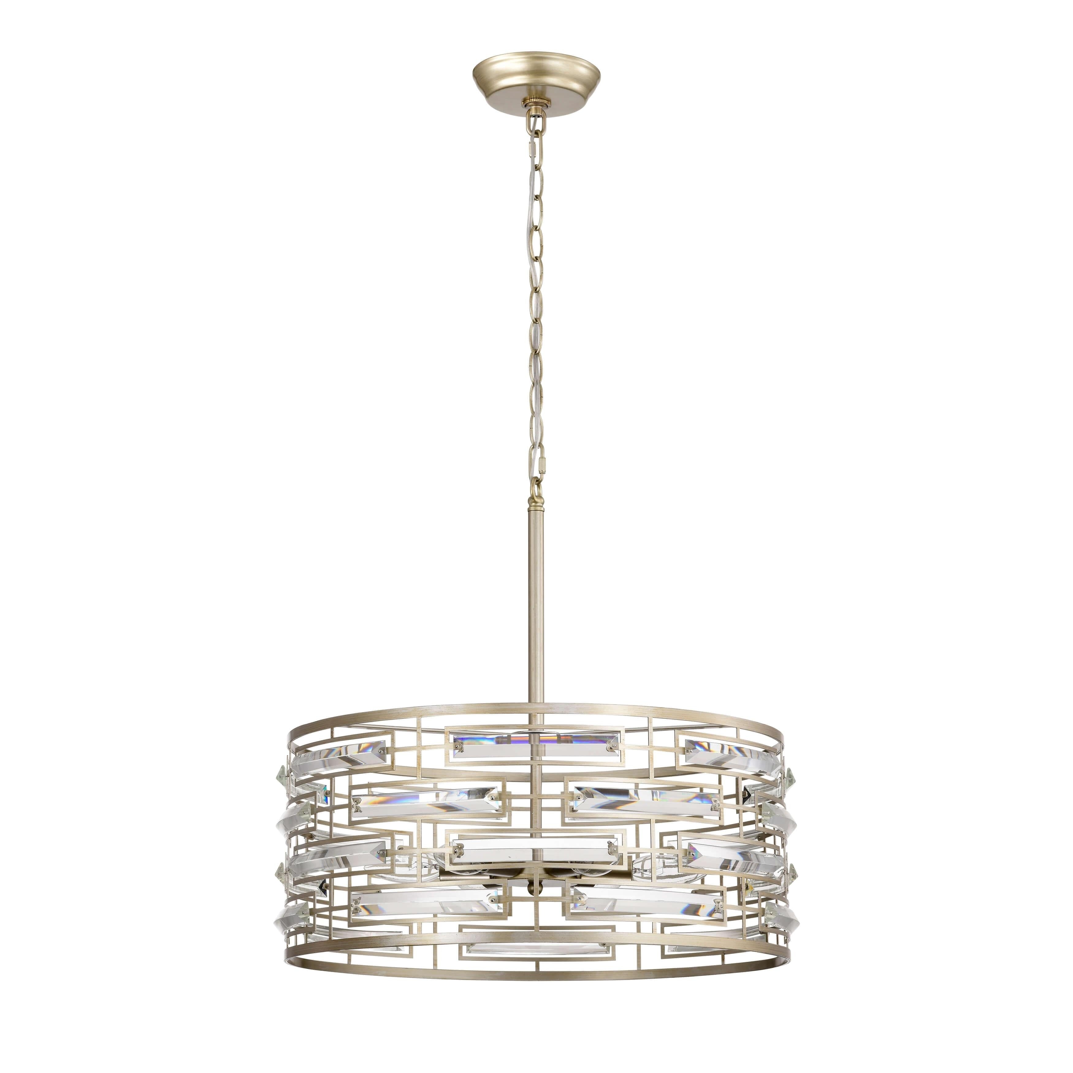 Anita Drum Shade Chandelier with Clear Glass Prism