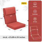 Aoodor Patio High Back Chair Cushions Set of 4, 46x21x4 Inches(Only Cushions)