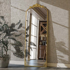 Arched Full Length Mirror with Baroque Flower Design